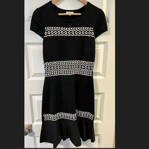 Shoshanna Black & White Short Sleeve Knit Dress